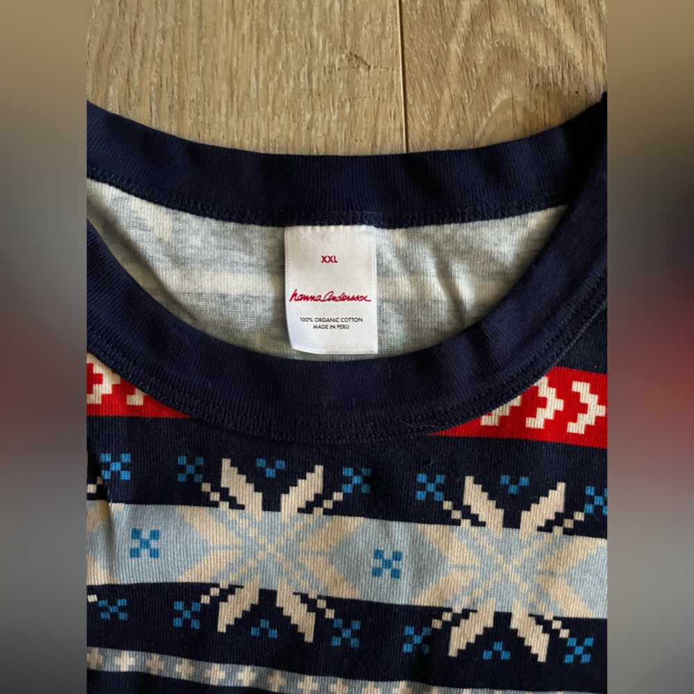 Hanna Andersson Adult Scandi Snowflake Fairisle Holiday Long John Pajamas XXL - Picture 3 of 10